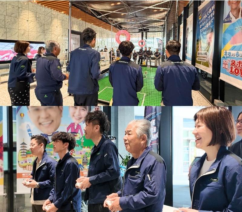 ドローンサッカー対戦中の様子